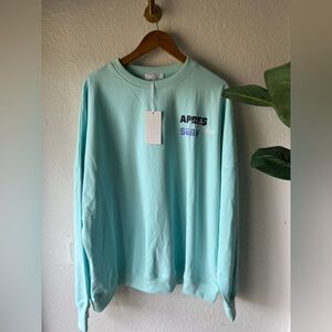 NWT 1987 Mint Green Crewneck “apres Boston surf” Sweater, Sz L